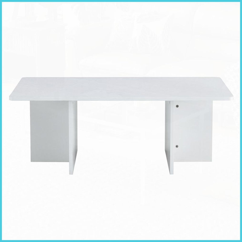 Table basse 44,8 po en panneau de fibres à densité moyenne blanc - conception simple avec pieds triangulaires stables et amp; Une touche naturelle pour les salons