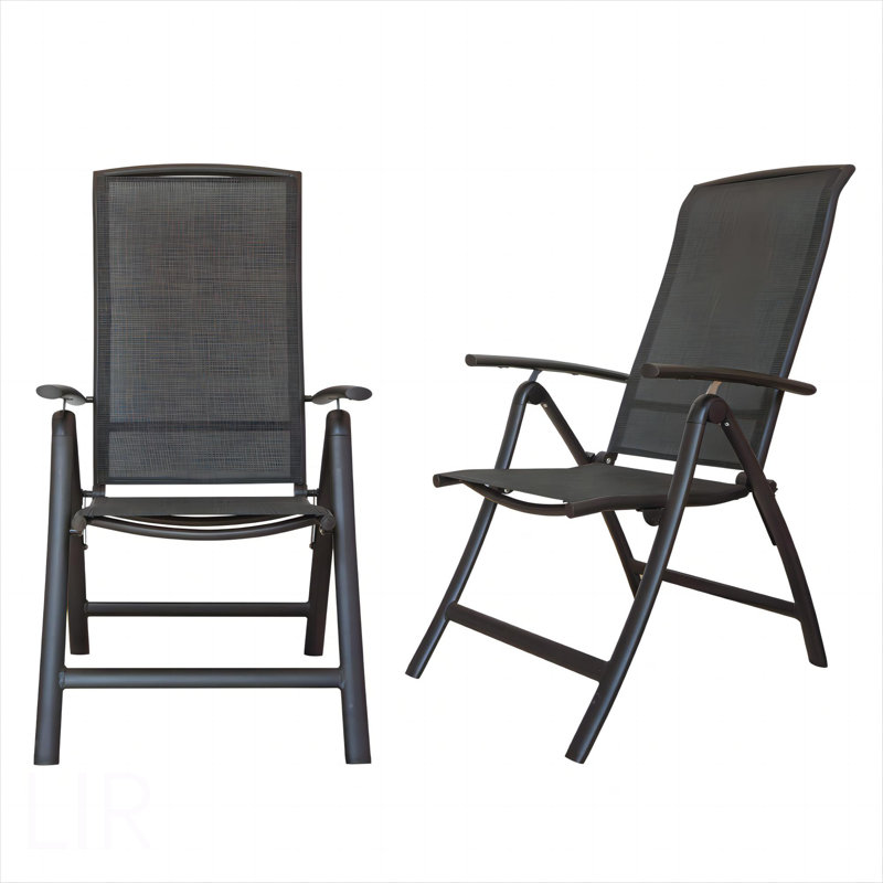 Ensemble de 2 chaises de patio pliantes durables avec dossier réglable et conception ergonomique pour une assise extérieure confortable