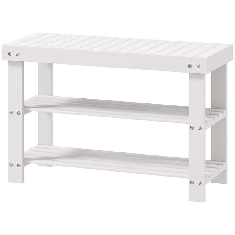 Shoe Storage Bench, 45cm H x 70cm W x 28cm D, White