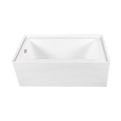 Kingston Brass Aqua Eden 60-Inch Acrylic Rectangular 3-Wall Alcove Tub, Hand Drain