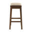 Tabouret de bar à selle élégant avec plinthe en métal et repose-pieds intégré.