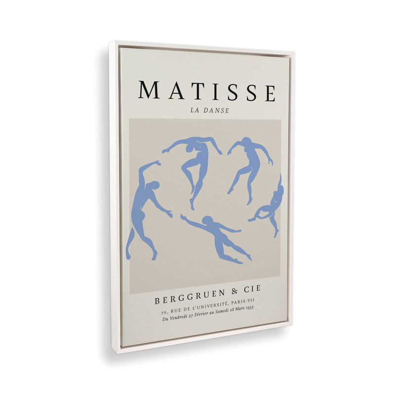 Affiche La Danse en bleu Matisse, H 36,75 po x l 24,75 po, Cadre flottant blanc opaque