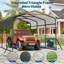 Abri de voiture en métal, abri de voiture avec base renforcée et toit en acier galvanisé, abri de garage robuste, abri de voiture extérieur pour VUS, camion, bateaux, 10 pi x 15 pi