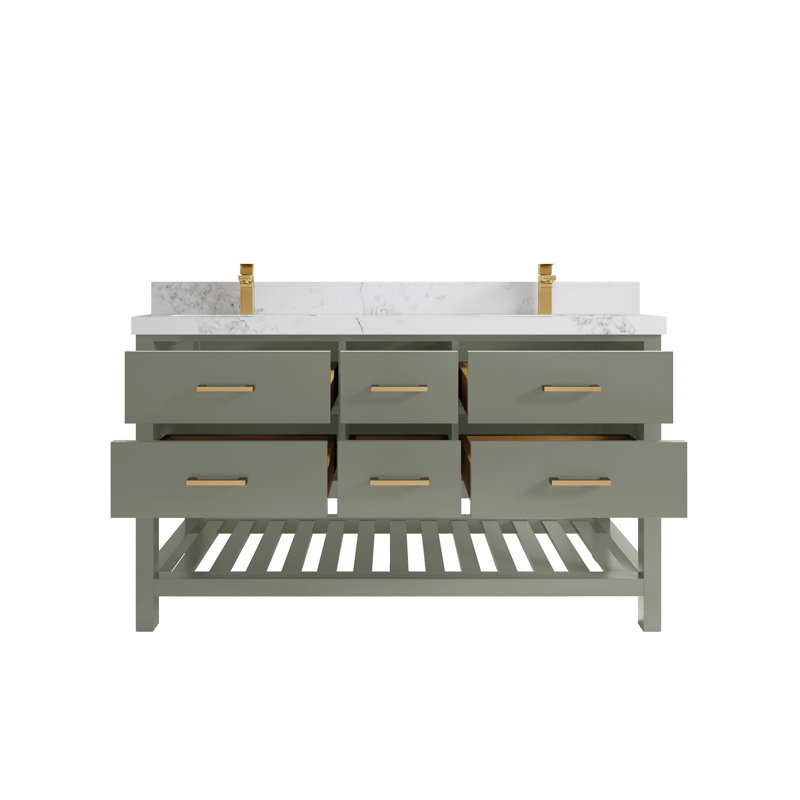 Parker 60 po X P 22 po Meuble-lavabo double D, Calacatta Nuvo