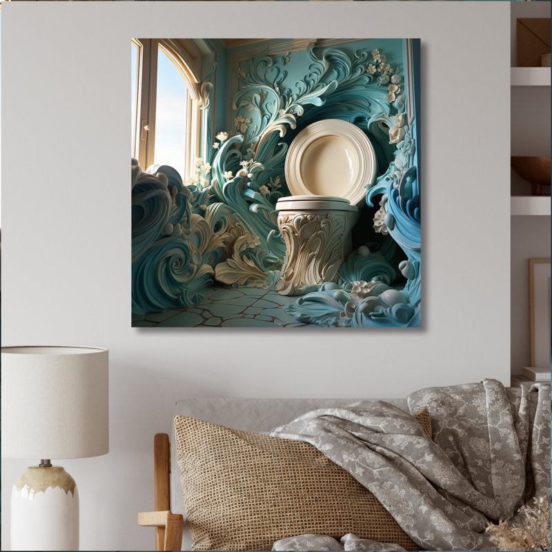Oceanic Escape Fluid Toilet I - Bath & Laundry Canvas Prints, H 36 po x l 36 po x P 1,5 po, Toile tendue