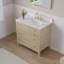 36''Wx35''H Solid Wood Bathroom Vanity With Carrera White Quartz Top,Drawers And Single Sink