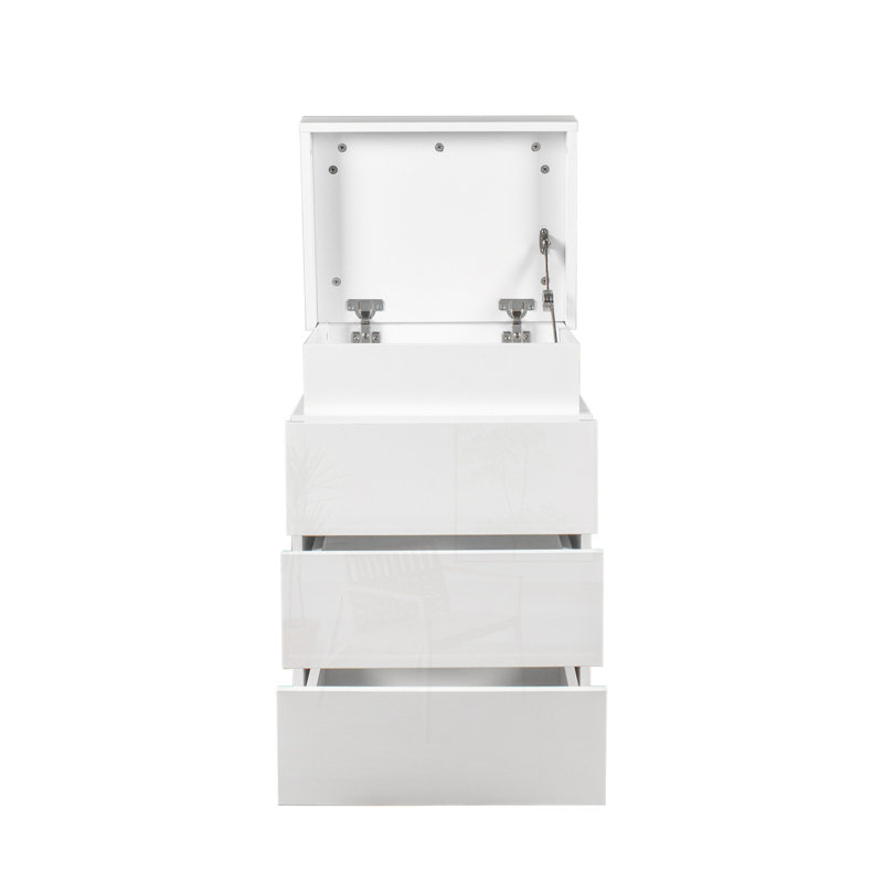 Table de chevet 3 tiroirs Bienek, Blanc