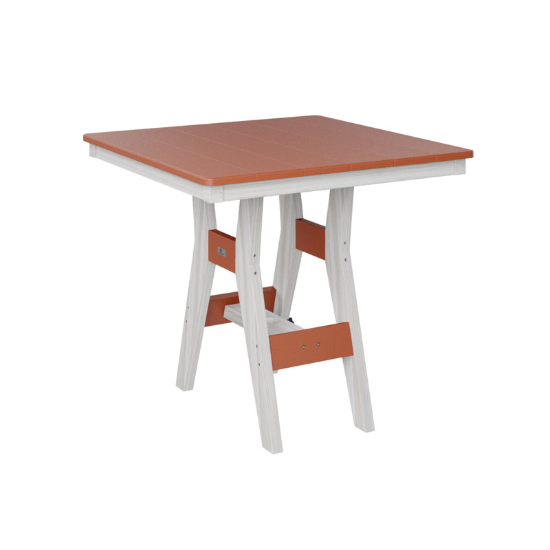 Harbor Outdoor Square Dining Table, 30.37" H x 33" W x 33" D, Seashell, Mango Orange