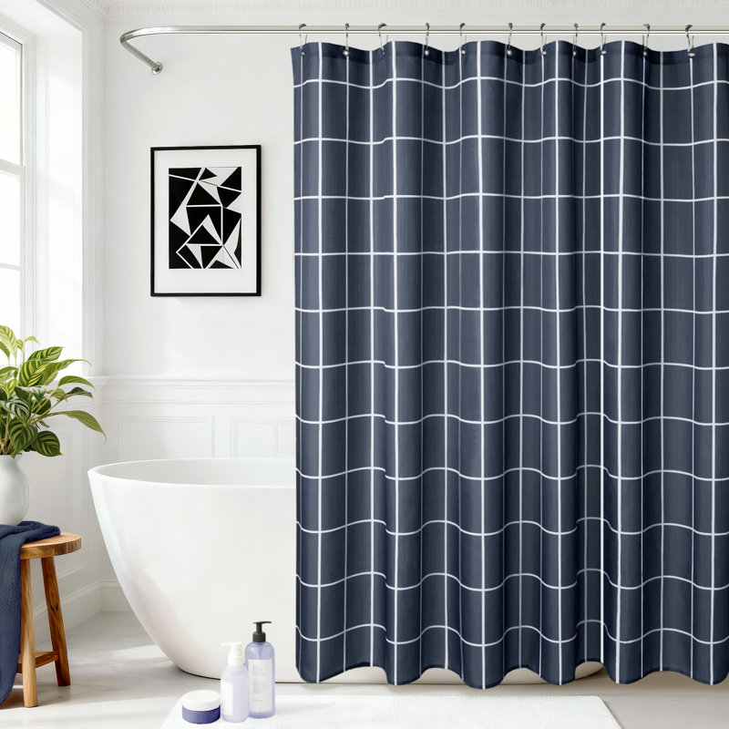 Rideau de douche à imprimé fenêtre, Bleu