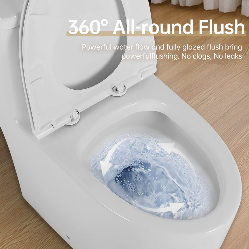 Toilette 1,1 / 1,6, hauteur confort allongée, blanc céramique, siège à fermeture douce, et une, blanc T036wt, allongé, confortable
