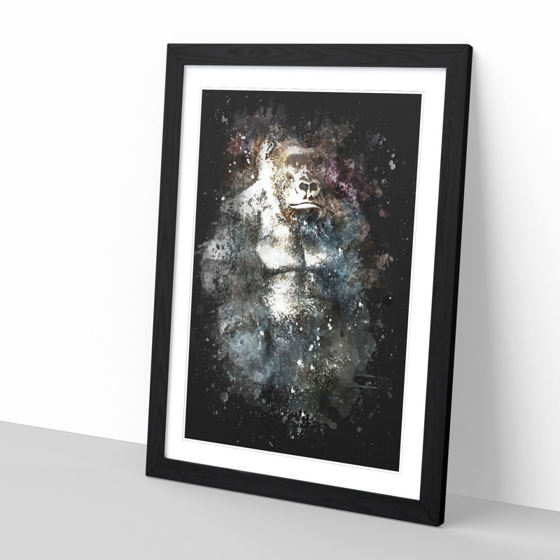 The Silverback Gorilla - Framed Print, 33cm H x 24cm W x 2cm D, Black Framed