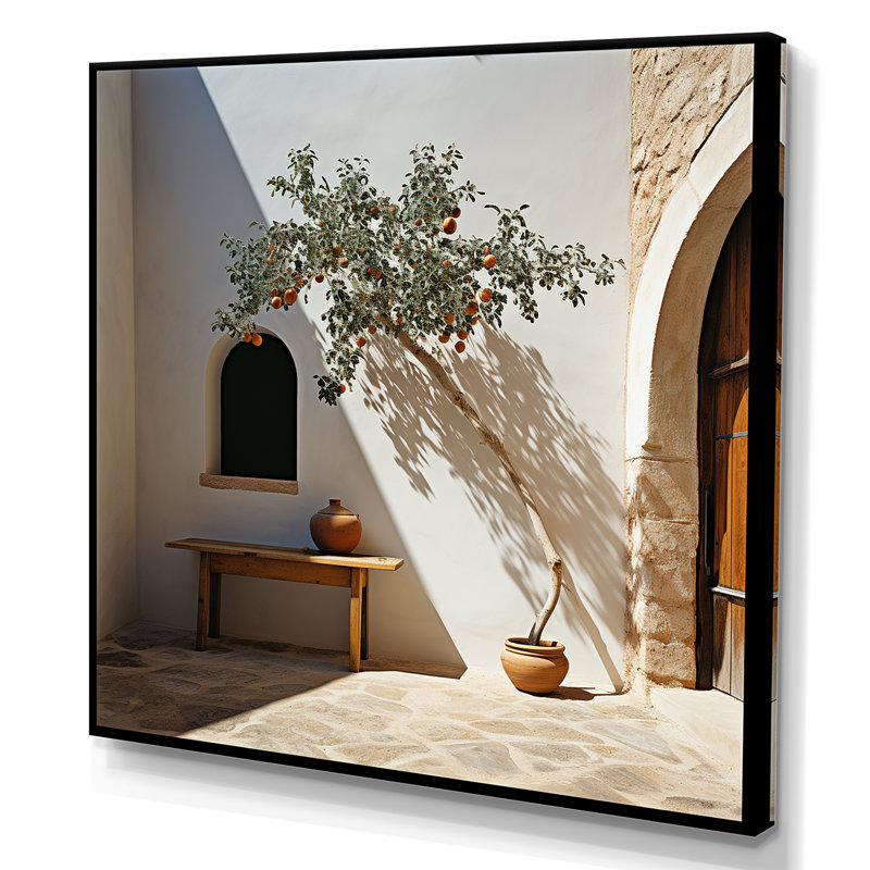 Plage, solitude, arbre, vision, Toile tendue, H 16 po x l 16 po x P 1 po