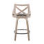 Tabouret de comptoir à hauteur fixe avec pivot en bois gris clair et similicuir gris avec repose-pieds rond en métal noir - ensemble de 2