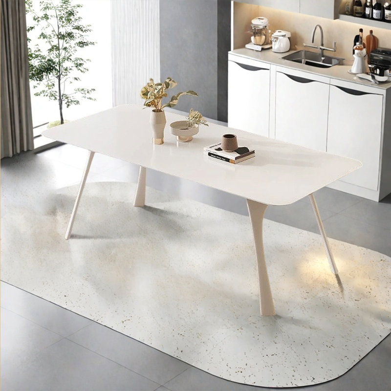 Table de salle à manger moderne et luxueuse de style crème, H 29,53 po x L 63 po x l 35,43 po