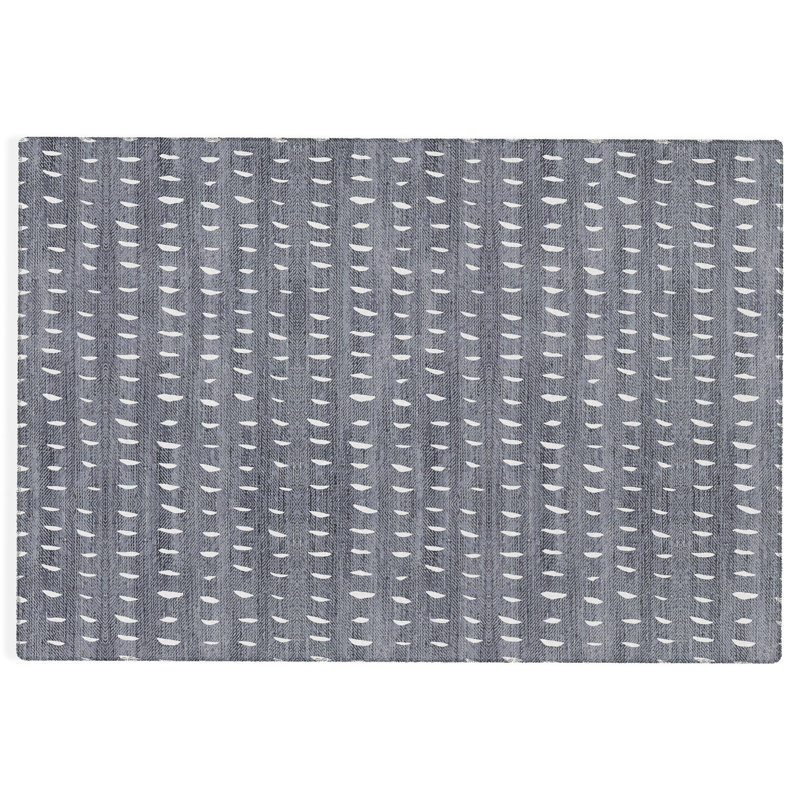 Tapis d'extérieur rectangulaire tissé à plat en polyester / chenille bleu Kensell, Rectangle 8 pi x 10 pi
