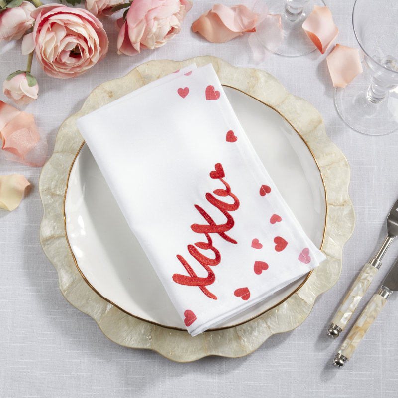 Text Script Decorative Napkins (Set of 4) – Playful Motif Detail for Dining and Entertaining, 20"x20"