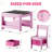 Kids Table And Chairs Set, 4 In 1 Toddler Art Desk With Storage Drawer, Wooden Activity Deskboard, Blackboard, Reversible & Detachable Tabletop, Bookshelf For Drawing, Playing, Learning(pink)-909854974