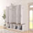 Farmhouse 4-in-1 Mall Tree, Walnut, 4 Hidden Hooks, 8 Doors, Open Compartment Entryway Shoe Cabinet-2146691762