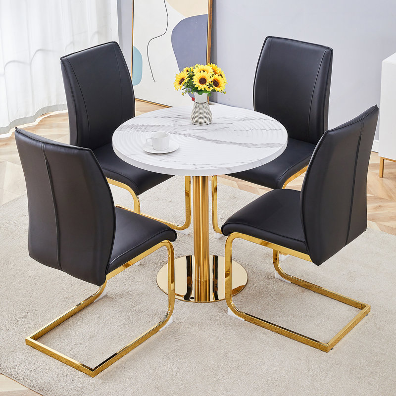 Dining Table Set, Black, 5