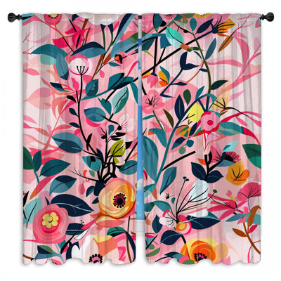 Rideaux de fenêtre à motif floral obscurcissant et obscurcissant - 2 panneaux