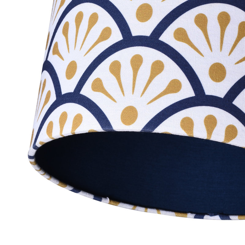 18cm H Cotton Blend Drum Lamp Shade ( Screw On ) in Navy