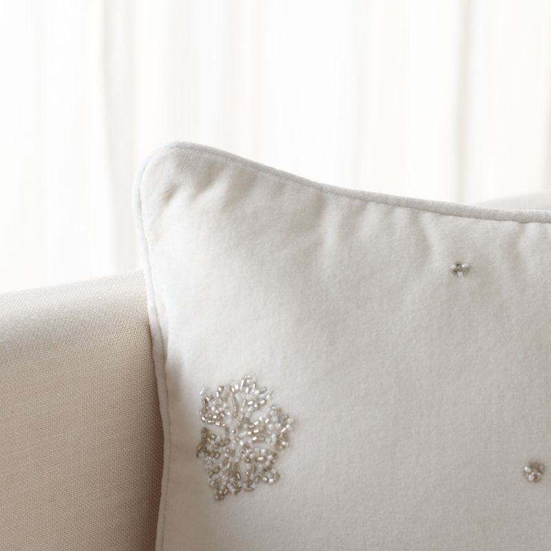 Falling Snow Pillow, White/Silver