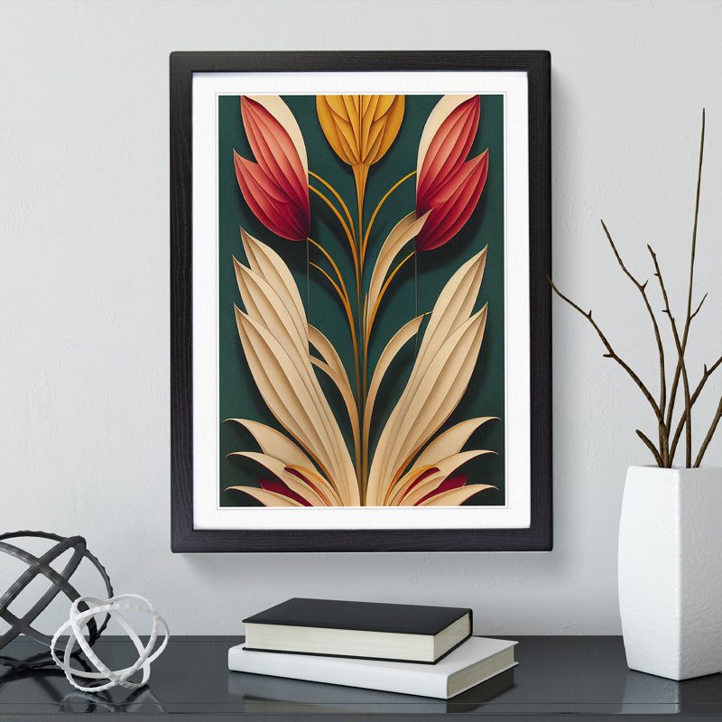 Flower No.1 - Single Picture Frame Print, 64cm H x 46cm W x 2cm D, Black Framed