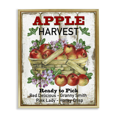  Fresh Apple Harvest Framed Floater Canvas Wall Art by Creatif Belle