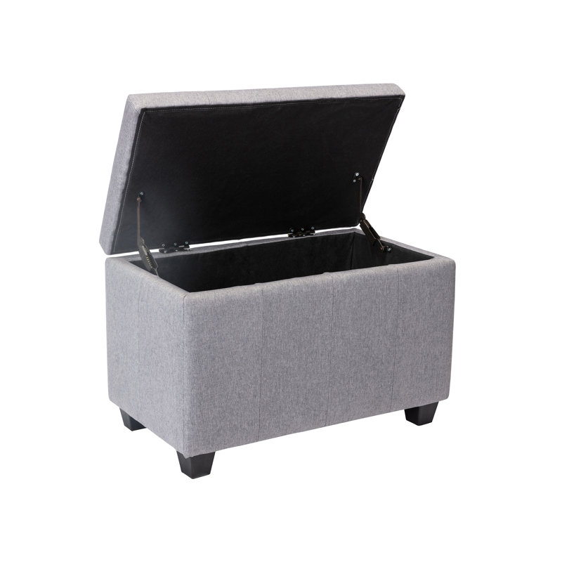 Banc de rangement rembourré en tissu Bacca, Gris