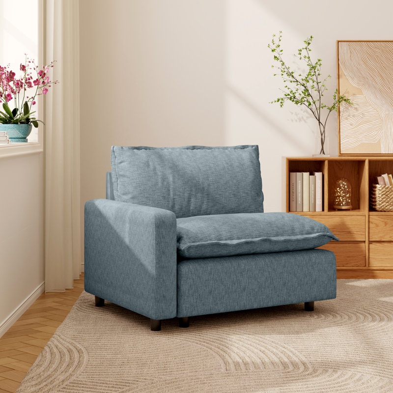 Chaise à accoudoirs en lin Gracey, Bleu
