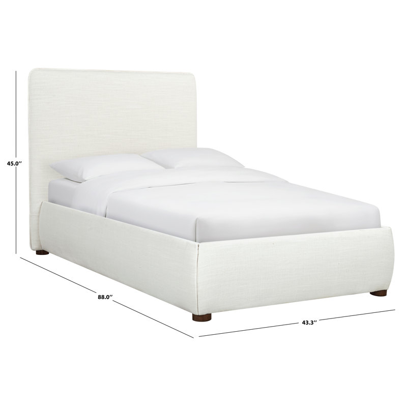 Callahan Upholstered Bed, Twin, White Linen