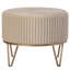 Tabouret rond en velours avec repose-pieds et base dorée, noir, moyen-753322822