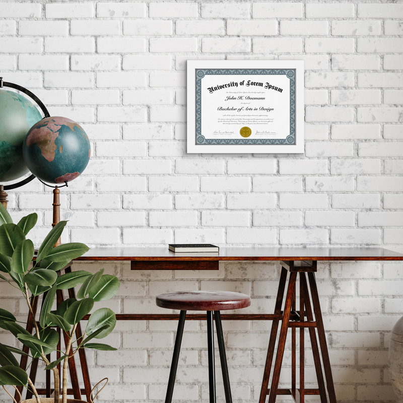 Mihir 8.5x11 Diploma Frame - Document Frame with Shatter-Resistant Glass and Engineered Wood, White