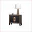 Table de chevet moderne espresso avec garniture dorée Poignée en bois