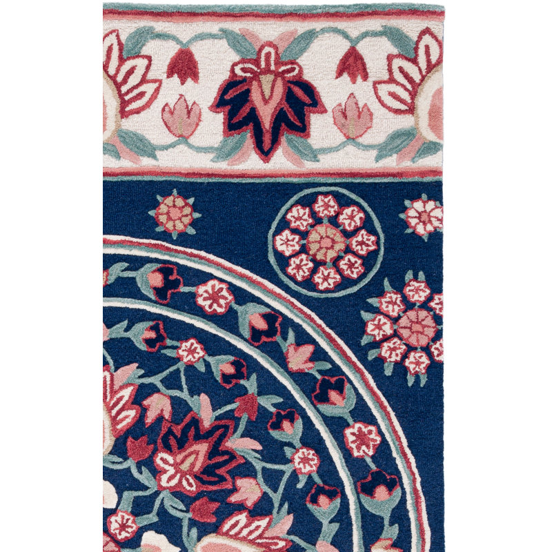 Tapis floral en laine touffeté à la main Cylie, Rectangle 5 pi x 8 pi
