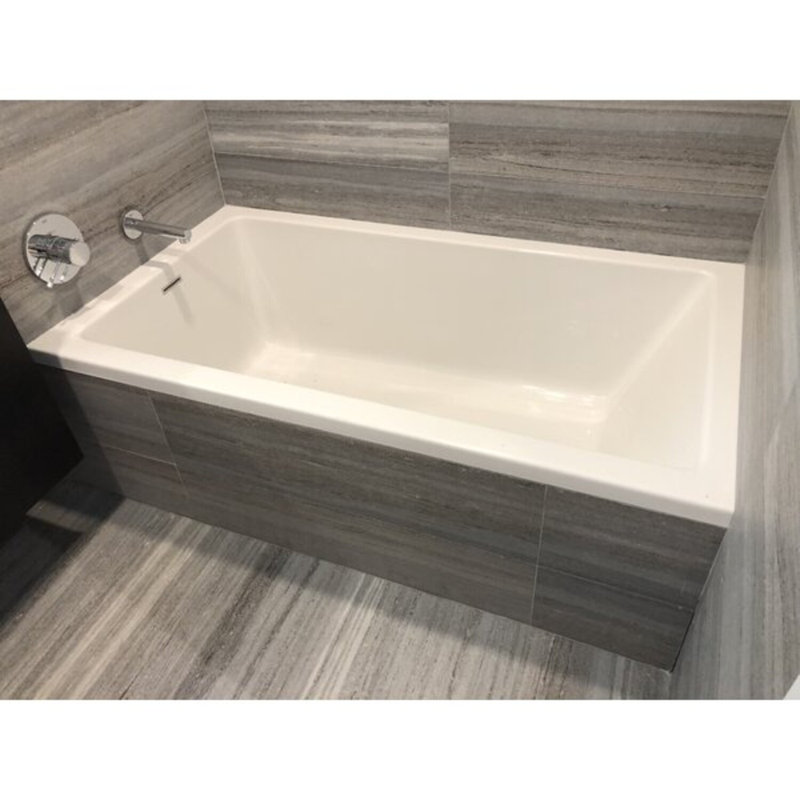 Lacey 72'' L Soaking Bathtub, Bone, Matte Black