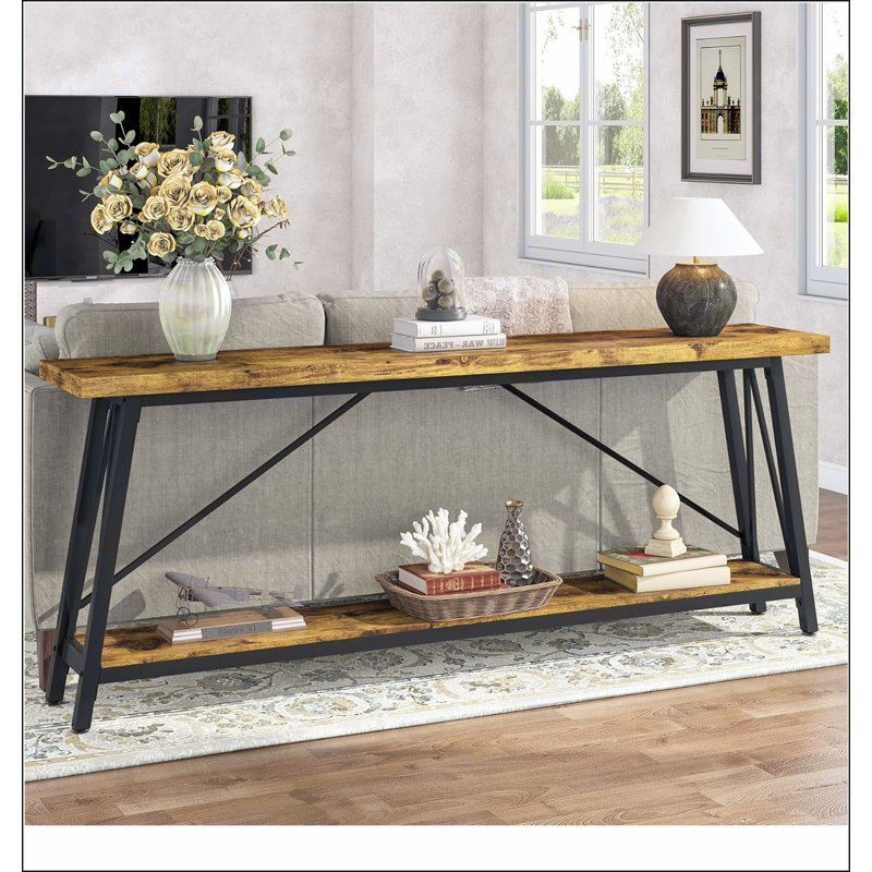 70.9" Extra Long Sofa Table Behind Couch, Industrial Entry Console Table for Hallway, Entryway & Living Room