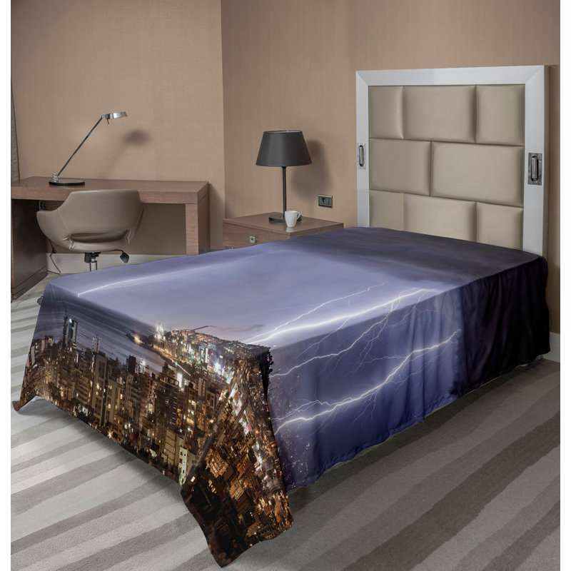 Multicolore Ambesonne, Drap plat pour lit simple