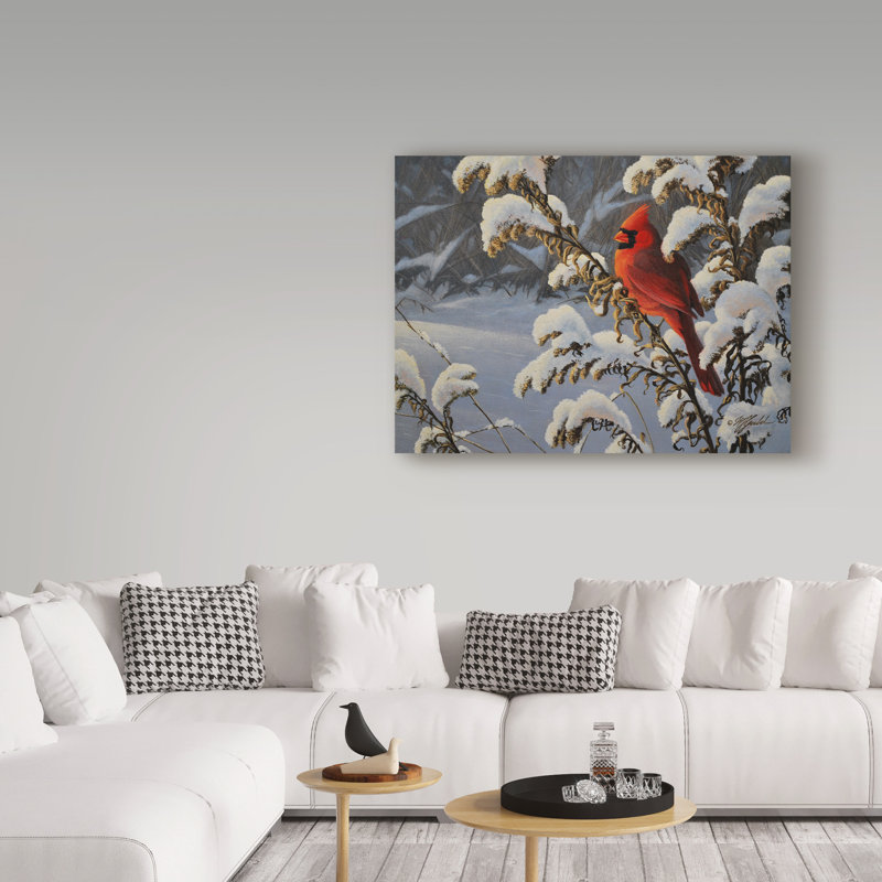 Berrien «Winter Red Cardinal», reproduction d'impression sur toile tendue, H 18 po x l 24 po x P 2 po