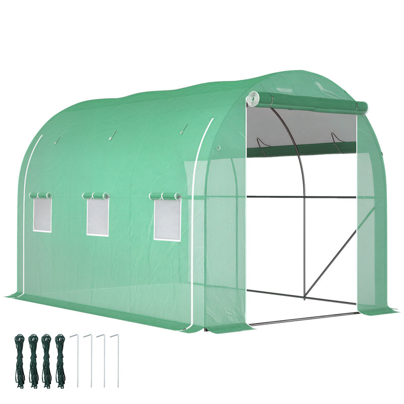 Walk-in Polytunnel Greenhouse, Upgraded Structure, 200cm H x 296cm W x 196cm D