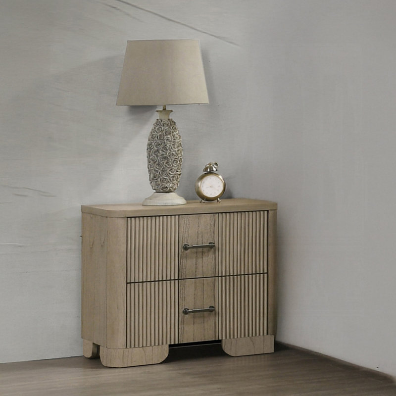 Table de chevet style transitionnel 1pc avec 2 tiroirs de rangement