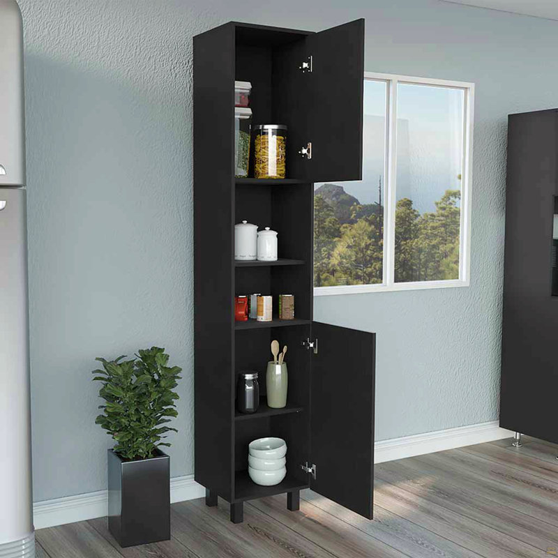 Armoire garde-manger Almada, trois tablettes intérieures, Noir
