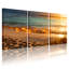 Plage, coucher de soleil, vagues de sable, empreintes de sable, lumière dorée, ensemble de 3 impressions sur toile-379325634