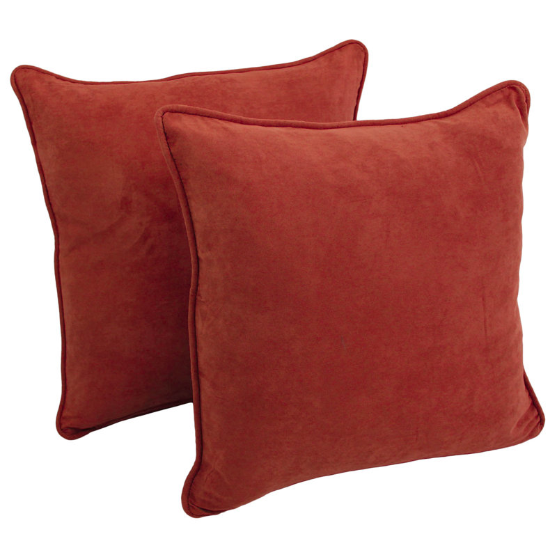 Jacquard Square Microsuede Pillow Cover & Insert, Cardinal Red
