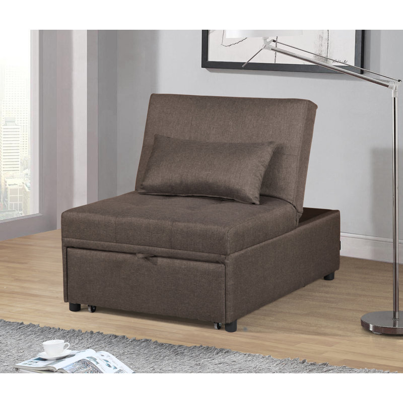 Fauteuil futon simple à dossier capitonné 31 po Doreeann, Marron foncé