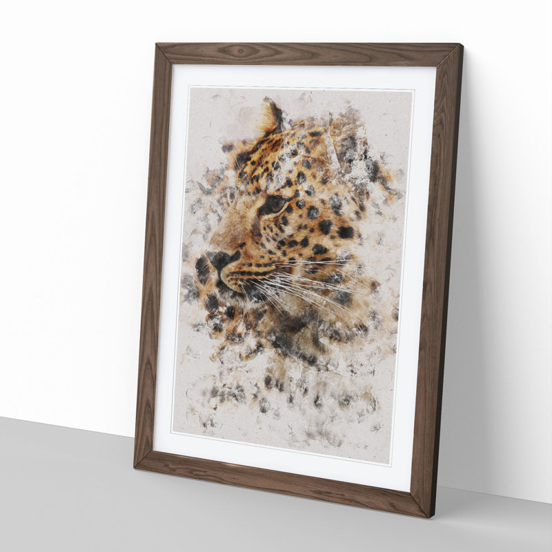 Leopard Vol.1 - Picture Frame Graphic Art, 90cm H x 65cm W x 2cm D, Walnut Framed