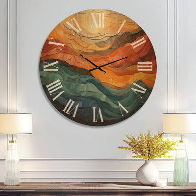 Horloge murale Coral Teal Bold Mountains