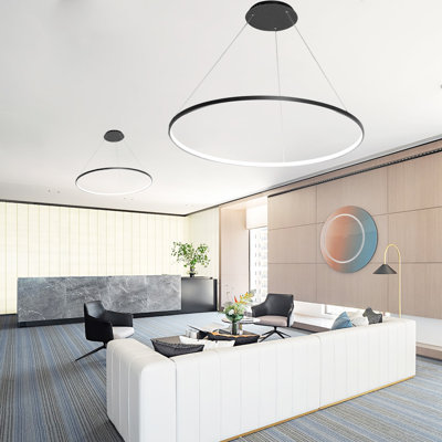Stockham 1-Light Circle Chandelier Round Kitchen Island Pendant Remote Dimmable