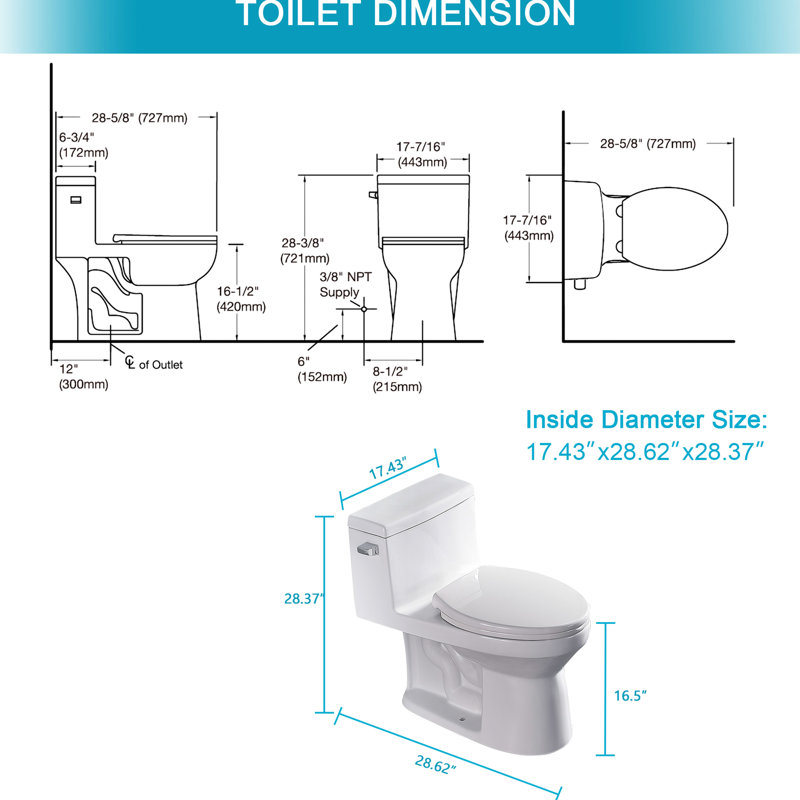 Toilette en céramique une pièce - entièrement émaillée, surface lisse facile à nettoyer, maintenir la propreté