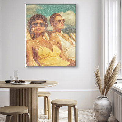 Transats de bord de mer | Impression sur toile tendance avec reflets de poussière de diamant par Oliver Gal